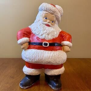 Christmas Santa Claus 15”Decor 1970’s Hand Painted Ceramic Naughty or Nice? Vtg